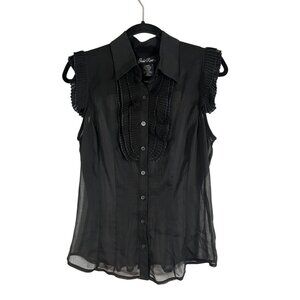 Sheer Ruffle Shirt Black 11 Feminine Romantic Goblin Parisian Neutral Chic Artsy